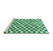 Sideview of Machine Washable Checkered Turquoise Modern Area Rugs, wshabs805turq