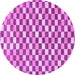 Round Machine Washable Checkered Purple Modern Area Rugs, wshabs805pur