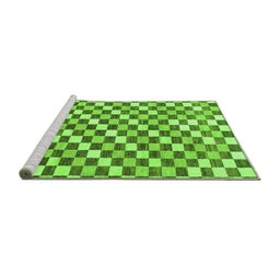 Sideview of Machine Washable Checkered Green Modern Area Rugs, wshabs805grn