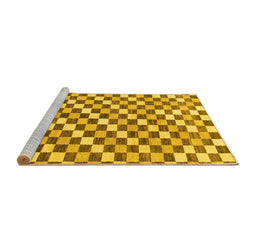 Sideview of Machine Washable Checkered Yellow Modern Rug, wshabs805yw