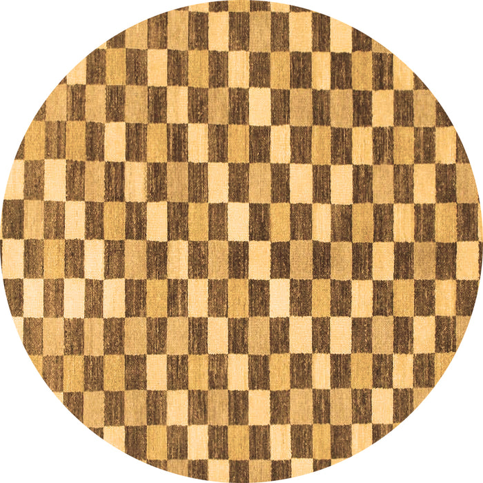 Round Machine Washable Checkered Brown Modern Rug, wshabs805brn