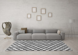 Machine Washable Checkered Gray Modern Rug in a Living Room,, wshabs805gry