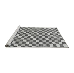 Sideview of Machine Washable Checkered Gray Modern Rug, wshabs805gry