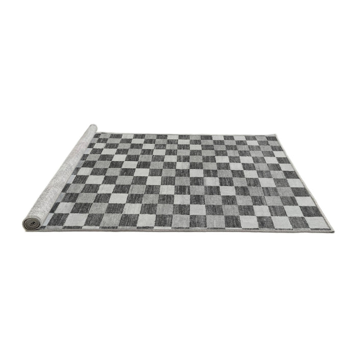 Sideview of Machine Washable Checkered Gray Modern Rug, wshabs805gry