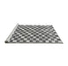 Sideview of Machine Washable Checkered Gray Modern Rug, wshabs805gry