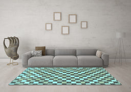 Machine Washable Checkered Light Blue Modern Rug in a Living Room, wshabs805lblu