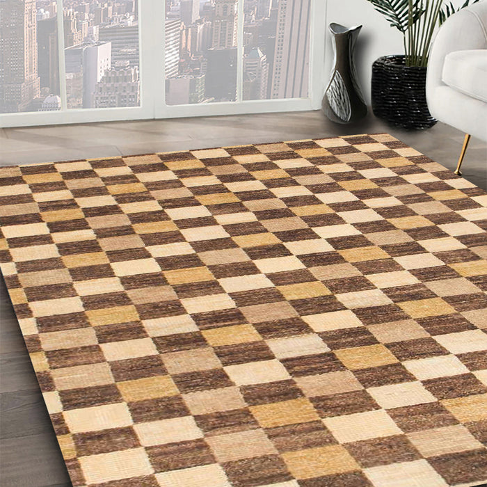 Machine Washable Abstract Sienna Brown Rug in a Family Room, wshabs805