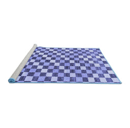 Sideview of Machine Washable Checkered Blue Modern Rug, wshabs805blu