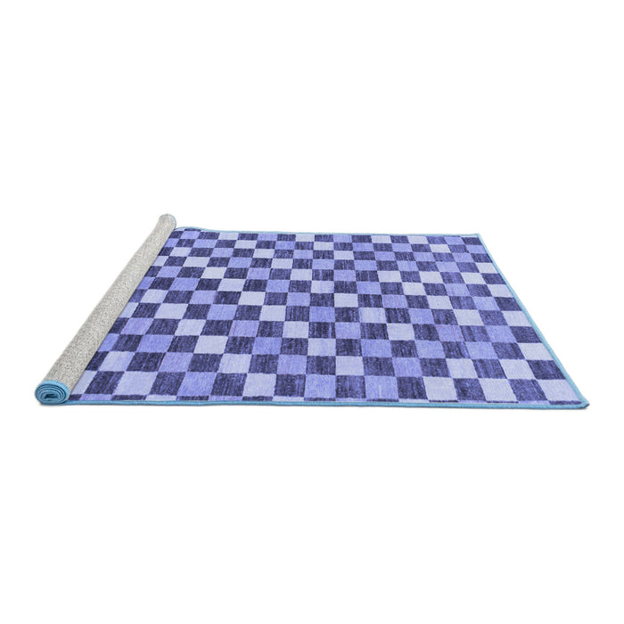 Sideview of Machine Washable Checkered Blue Modern Rug, wshabs805blu