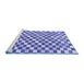 Sideview of Machine Washable Checkered Blue Modern Rug, wshabs805blu