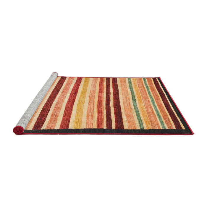 Sideview of Machine Washable Abstract Fire Brick Red Rug, wshabs806