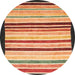 Round Abstract Fire Brick Red Modern Rug, abs806