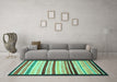 Machine Washable Abstract Turquoise Modern Area Rugs in a Living Room,, wshabs806turq