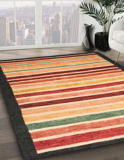 Machine Washable Abstract Fire Brick Red Rug in a Family Room, wshabs806