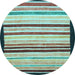 Round Abstract Light Blue Modern Rug, abs806lblu