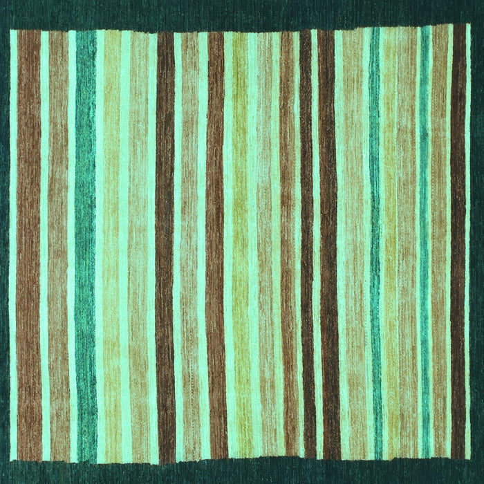 Square Machine Washable Abstract Turquoise Modern Area Rugs, wshabs806turq