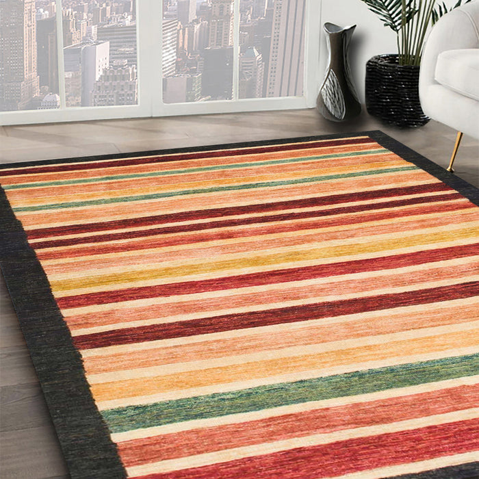 Abstract Fire Brick Red Modern Rug in Family Room, abs806