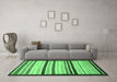 Machine Washable Abstract Emerald Green Modern Area Rugs in a Living Room,, wshabs806emgrn