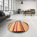 Round Abstract Fire Brick Red Modern Rug in a Office, abs806