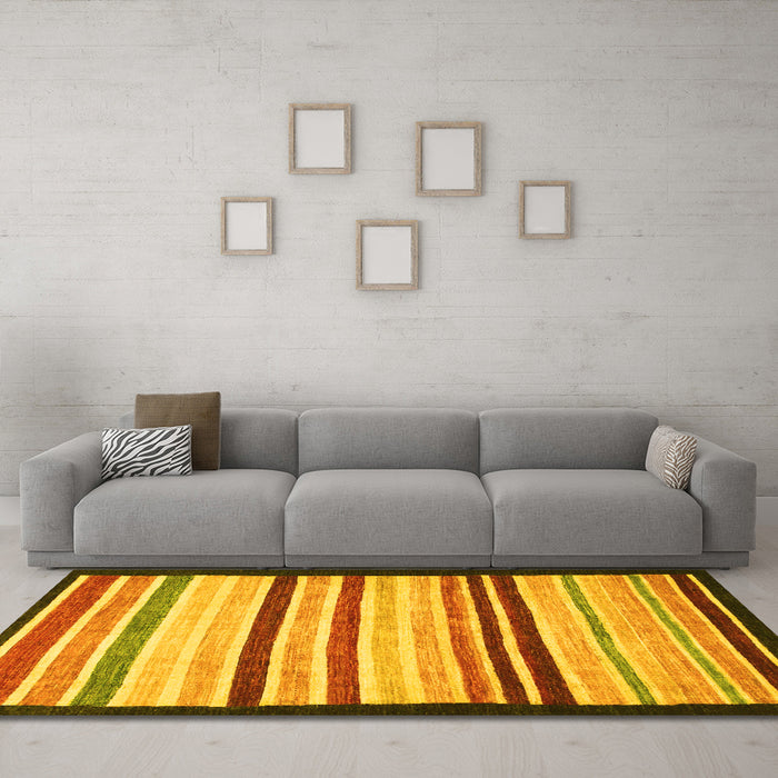 Machine Washable Abstract Yellow Modern Rug in a Living Room, wshabs806yw