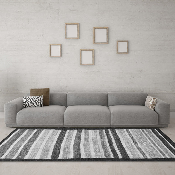 Machine Washable Abstract Gray Modern Rug in a Living Room,, wshabs806gry