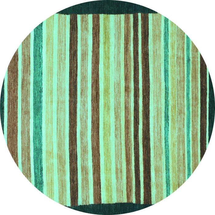 Round Machine Washable Abstract Turquoise Modern Area Rugs, wshabs806turq