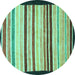 Round Machine Washable Abstract Turquoise Modern Area Rugs, wshabs806turq