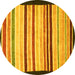 Round Abstract Yellow Modern Rug, abs806yw