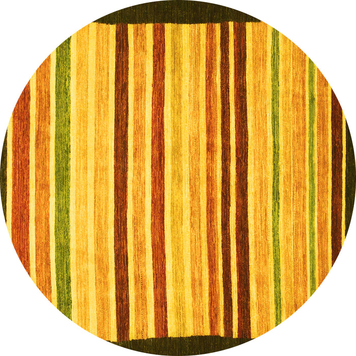 Round Machine Washable Abstract Yellow Modern Rug, wshabs806yw