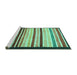 Sideview of Machine Washable Abstract Turquoise Modern Area Rugs, wshabs806turq