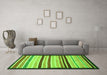 Machine Washable Abstract Green Modern Area Rugs in a Living Room,, wshabs806grn