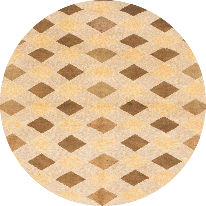 Round Machine Washable Abstract Orange Rug, wshabs807