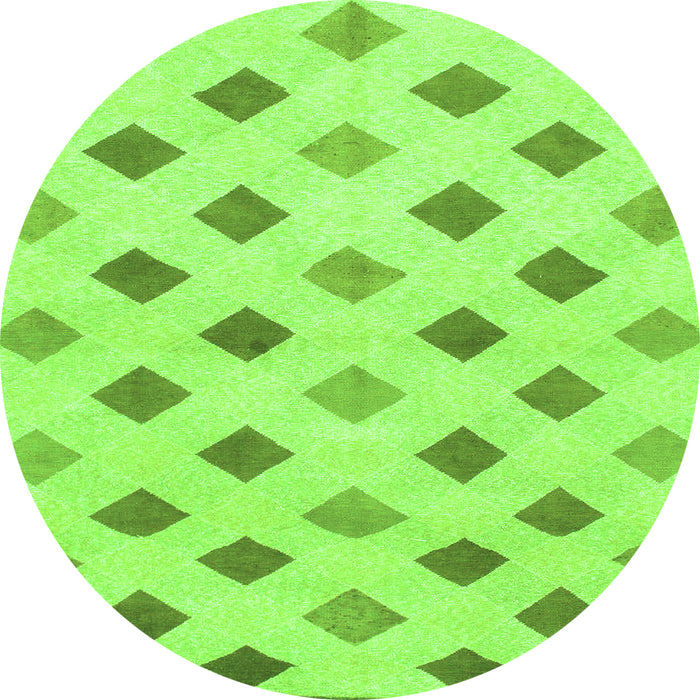 Round Machine Washable Solid Green Modern Area Rugs, wshabs807grn