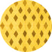 Round Machine Washable Solid Yellow Modern Rug, wshabs807yw