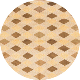 Round Abstract Orange Solid Rug, abs807