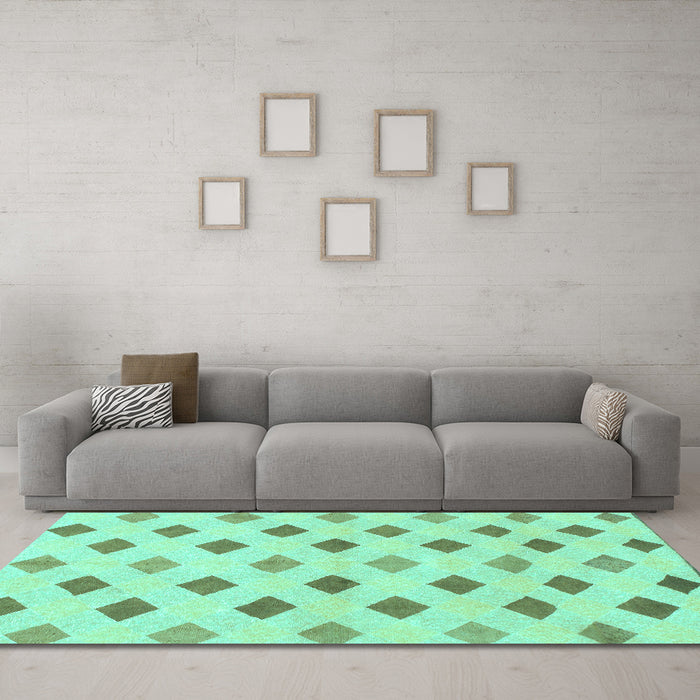 Machine Washable Solid Turquoise Modern Area Rugs in a Living Room,, wshabs807turq