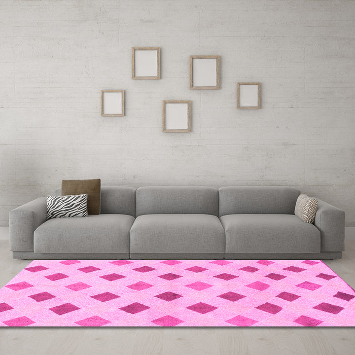 Machine Washable Solid Pink Modern Rug in a Living Room, wshabs807pnk