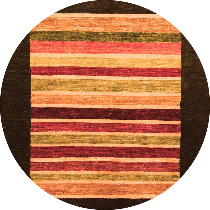 Round Machine Washable Abstract Orange Modern Area Rugs, wshabs808org