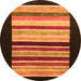 Round Machine Washable Abstract Orange Modern Area Rugs, wshabs808org