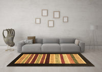 Machine Washable Abstract Brown Modern Rug, wshabs808brn