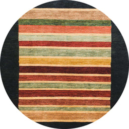 Round Abstract Bakers Brown Modern Rug, abs808