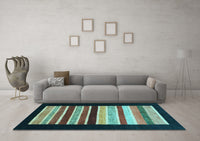 Machine Washable Abstract Light Blue Modern Rug, wshabs808lblu