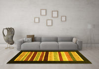 Machine Washable Abstract Yellow Modern Rug, wshabs808yw