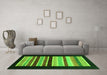 Machine Washable Abstract Green Modern Area Rugs in a Living Room,, wshabs808grn