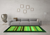 Machine Washable Abstract Green Modern Rug, wshabs808grn