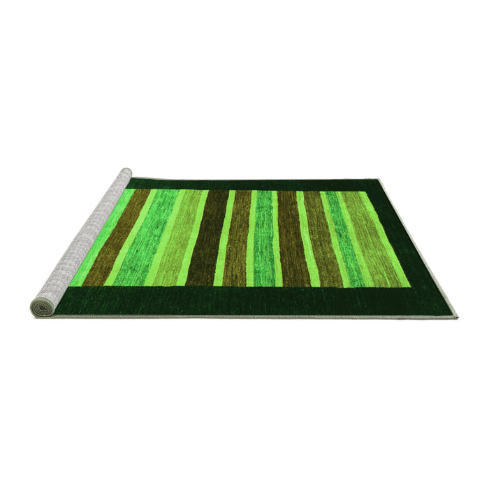Sideview of Machine Washable Abstract Green Modern Area Rugs, wshabs808grn