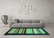 Machine Washable Abstract Turquoise Modern Area Rugs in a Living Room,, wshabs808turq