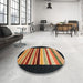 Round Abstract Bakers Brown Modern Rug in a Office, abs808