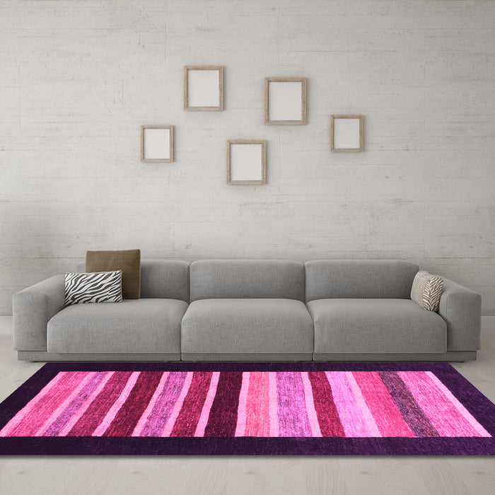 Machine Washable Abstract Pink Modern Rug in a Living Room, wshabs808pnk