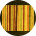 Round Abstract Yellow Modern Rug, abs808yw